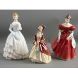 THREE ROYAL DOULTON FIGURINES - 'Paisley Shawl' HN1988, 'Clare' HN3646 and 'Winsome' HN2220