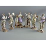 A SET OF SIX FEMALE VOLKSTEDT PORCELAIN FIGURES depicting the Arts, Music & Literature by Richard