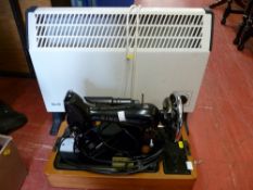 Convector heater and a Singer Manufacturing Company hand sewing machine E/T