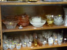 Parcel of mixed glassware including amber drinking glassware, paperweights etc