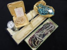 Parcel of pearl and other jewellery and a boxed Timex large face wristwatch
