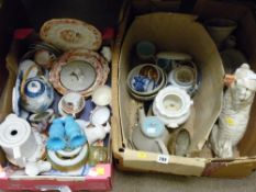 Two boxes containing a large quantity of mixed pottery and china including Poole ware, Staffs