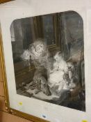 Gilt framed print after LANDSEER - infant children
