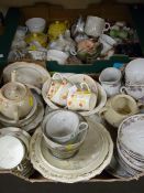Two boxes of mixed china including quantity of teaware, ornamental items etc