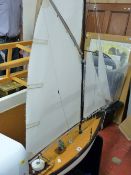 Fine pond yacht with full sails, transporting trolley, launch tool and radio control kit