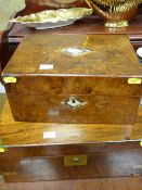 Wooden stationery box and a wooden box with mother of pearl decoration