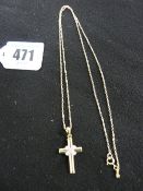 Nine carat gold Brooks & Bentley 'Eternal Love' diamond cross and neck chain, 4.2 grms