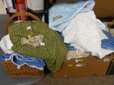 Parcel of good mixed linen and a basket of linen