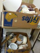 Two boxes of mixed household items including miscellaneous porcelain, glassware etc