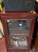 Phillips music centre comprising turntable, twin cassette decks, set of speakers, in a cabinet