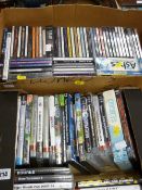 Box of CDs, DVDs and a box of mainly Playstation games