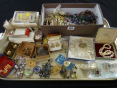 Shoe box of large quantity of dress necklaces etc and sundry items - cufflinks and other minor