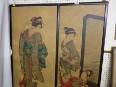 A pair of circa early twentieth century Japanese wood cuts