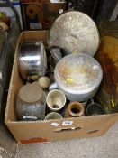 A box of mainly mixed metalware