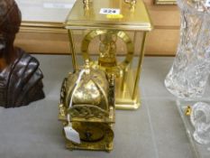 A brass eight-day ball clock & a small brass lantern clock