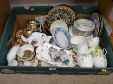 A quantity of mixed china & pottery including Longton teaware?, Delftware etc