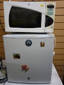 Panasonic microwave together with a small counter top fridge both E/T