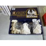A boxed DaVinci crystal pair of brandy goblets