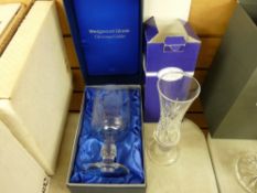 A Royal Doulton boxed Christmas Day 1977 goblet vase & a boxed Royal Doulton crystal vase