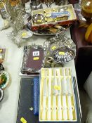 A quantity of EP ware, cutlery, picture frames etc
