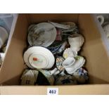 A box of mixed china, glassware & ornamental items