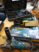 A belt sander, a Makita compact grinder and a work zone inspection camera E/T