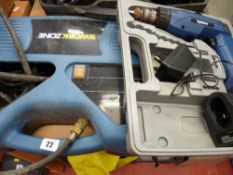 A cased drill & a Workzone mini compressor E/T
