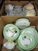 A quantity of Palissy Art Deco dinnerware & another box of mixed china & glassware