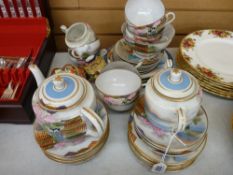 A good parcel of eggshell china tea ware, a circular blue Oriental plate & a pair of vases etc