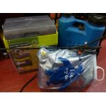 A parcel of outdoor equipment, an as new electric cool box, garden spraying equipment & a cool bag