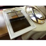 A painted bevelled edge wall mirror & a gilt framed over wall mirror
