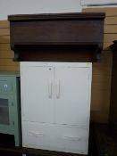 A white painted two-door cupboard & lower drawer & a hardwood lidded storage box