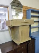 A lined oak Art Deco-style mirrored dressing table & a modern sideboard base