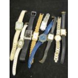 A box of mainly ladies' watches & similar items