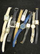 A box of mainly ladies' watches & similar items