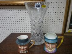 A Beswick character jug 'Pickwick', Beswick character jug 'Mr Winkle' & a glass vase