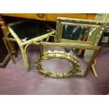 Two glass topped coffee tables, two gilt framed wall mirrors & one other