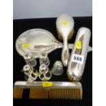 A parcel of silver dressing table items & condiment items