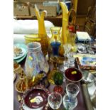 A mixed quantity of colourful glassware