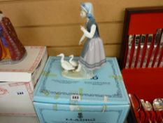 A good Lladro figurine of young girl with geese (in original box)