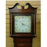 AN EARLY 19th CENTURY OAK & CROSSBANDED MAHOGANY LONGCASE CLOCK by Burton, Uttoxeter, the 12 ins