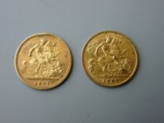 TWO GOLD HALF SOVEREIGNS - Queen Victorian 1897 and Edward VII 1907