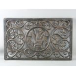 A PIERCED CAST IRON PANEL with 'Ich Dien' and Prince of Wales feathers central motif and surrounding
