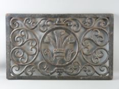 A PIERCED CAST IRON PANEL with 'Ich Dien' and Prince of Wales feathers central motif and surrounding