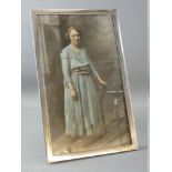 A PLAIN SILVER EASEL PICTURE FRAME to take a picture 18 x 30 cms, Birmingham 1926