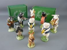 A BESWICK PIG PROMENADE BAND SET, pp nos. 1 and 2, 4 through to 10, all boxed