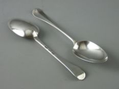 TWO GEORGE II/III SILVER SERVING SPOONS, London 1746 and 1762, 3.9 troy ozs gross, both monogrammed