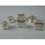 TWO PAIRS OF SILVER NAPKIN RINGS and two singles, 4.8 troy ozs