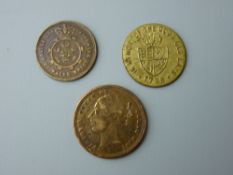 THREE COINS - The Prince of Wales model half sovereign, Prince Albert of Saxe, Coburg gotha with