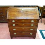 A 19th CENTURY MAHOGANY & DART INLAID BUREAU having a slope front over four graduated drawers, all